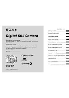 Sony Cyber-shot V3 manual. Camera Instructions.